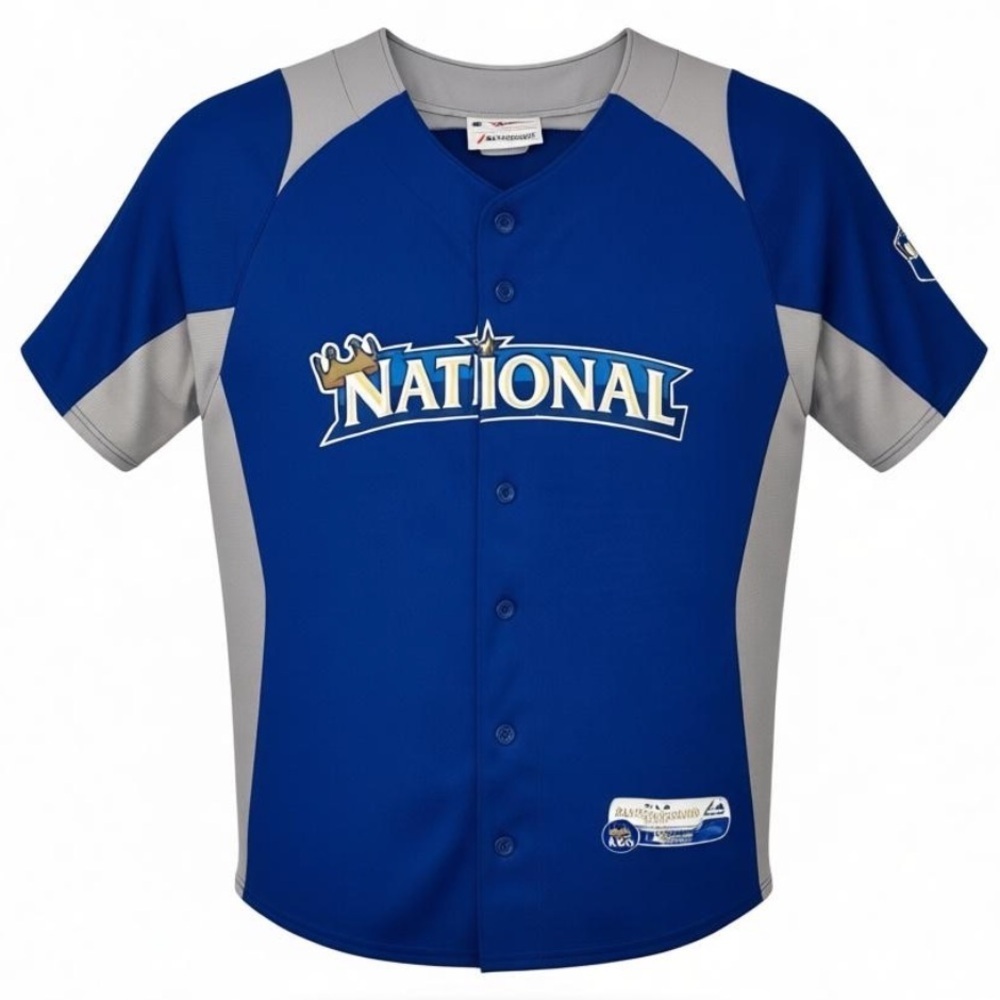 Washington Nationals Kids Blue and Gray Button Down Baseball Jersey Size Large
